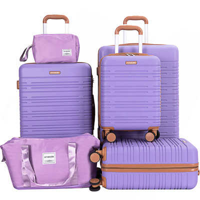 6 Piece Luggage Set, ABS Hard Shell Travel Suitcase with TSA Lock