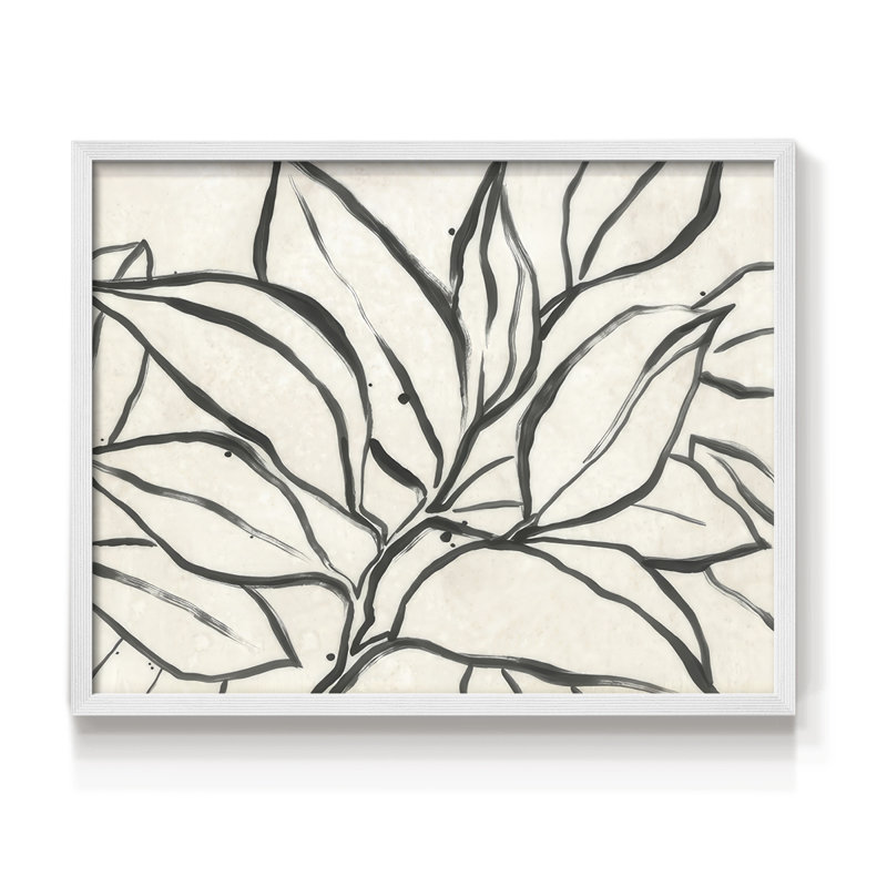 Parchment Brush Branch II -Framed Print - Restickable, 8" H x 10" W, White