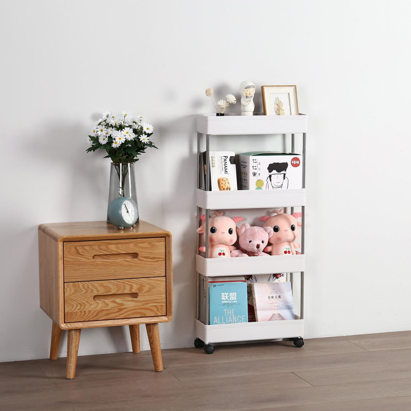 Chariot de rangement mobile 4 couches, H 34,5 po x l 16 po x P 5,1 po