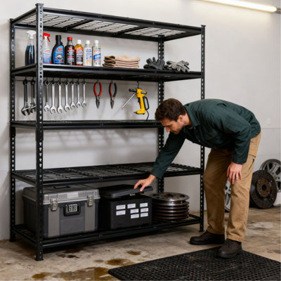 Étagère à 5 niveaux en métal robuste, l 48 po x P 24 po x H 72 po, support de rangement réglable, assemblage sans boulon, capacité de charge totale de 4 000 lb, pour le garage, le sous-sol, l'entrepôt.