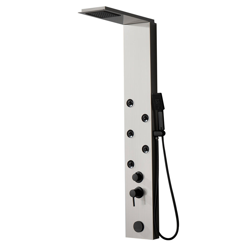 Système de panneau de tour de douche avec pomme de douche fixe, Nickel noir