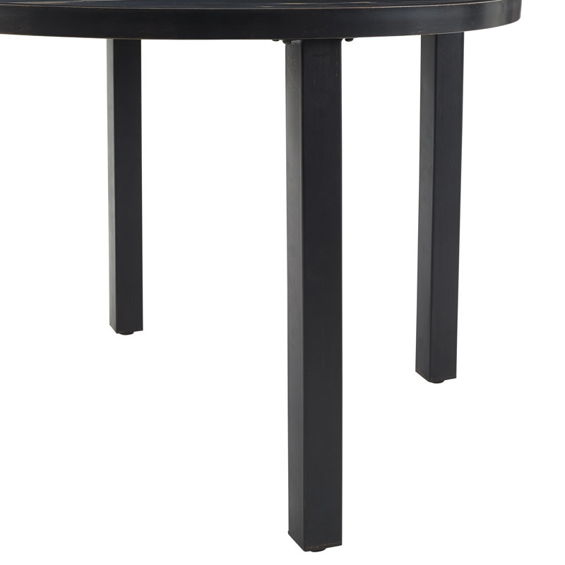Baelor Round Metal Outdoor Dining Table With Umbrella Hole , 41.75'' in. W 41.75'' in. D