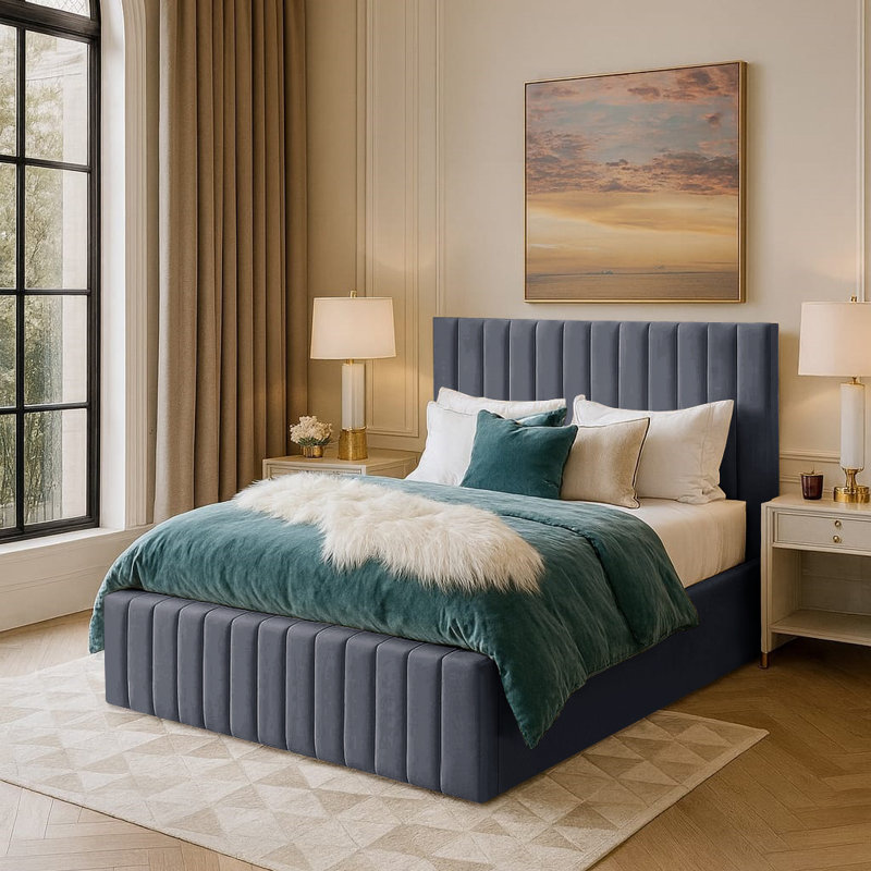 Janae Upholstered Ottoman Storage Bed, Steel, Super King (6')