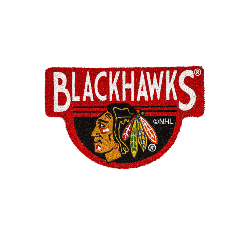 NFL Shaped Coir Outdoor Welcome Mat, Blackhawks