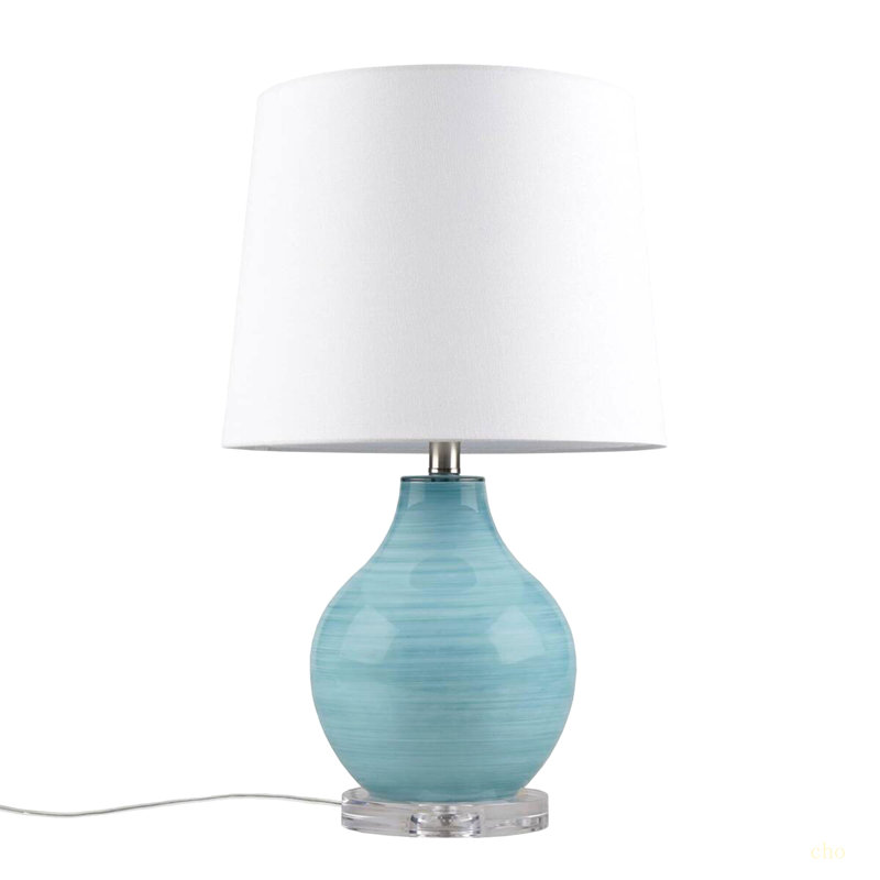 Lampe de table en verre soufflé tourbillon bleu turquoise Aqua