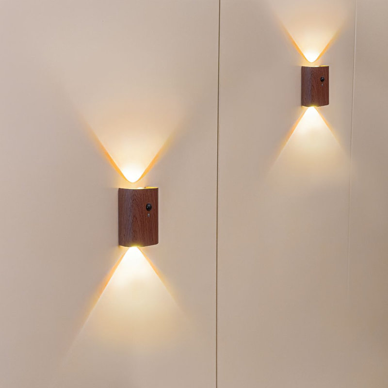 Manufactured Wood LED Flush Mounted Sconce, Brown