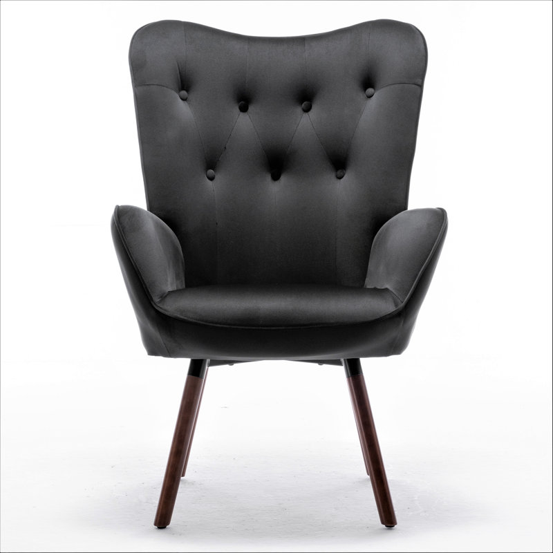Barrion Upholstered Armchair, Black Velvet