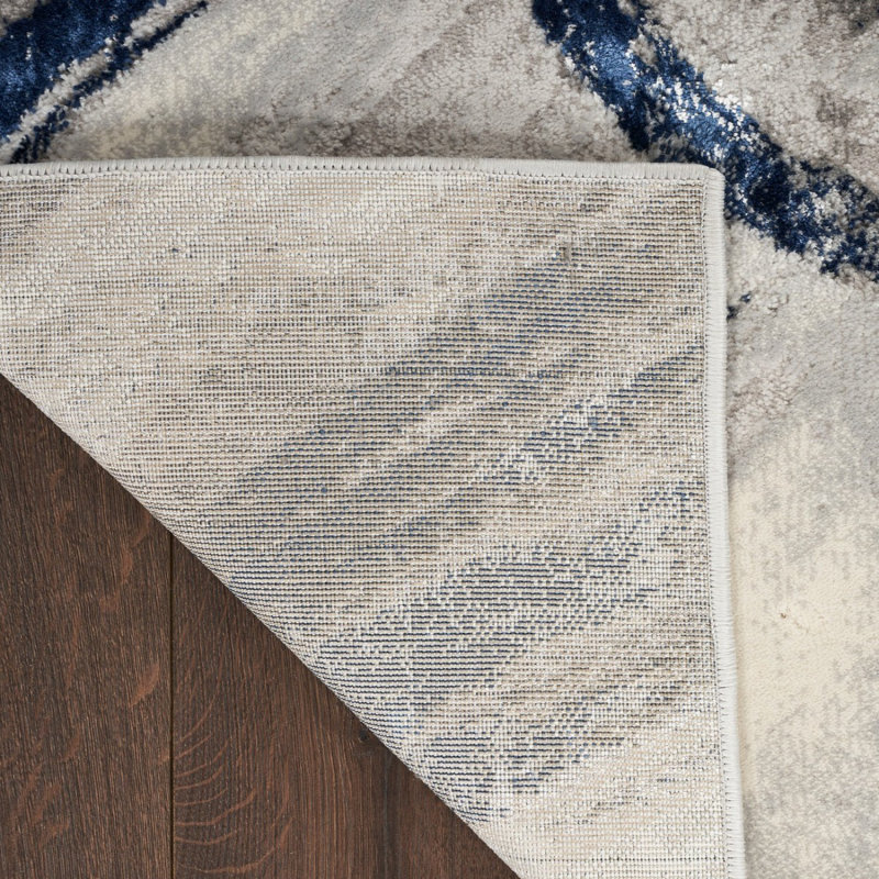 Navy Blue Modern Abstract Stain Resistant Rug For Bedroom Living & Dining Room, Rectangle 239 x 300 cm