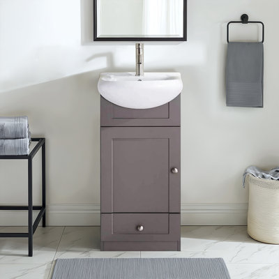 18'' White Modern Mini Single Bathroom Vanity Set