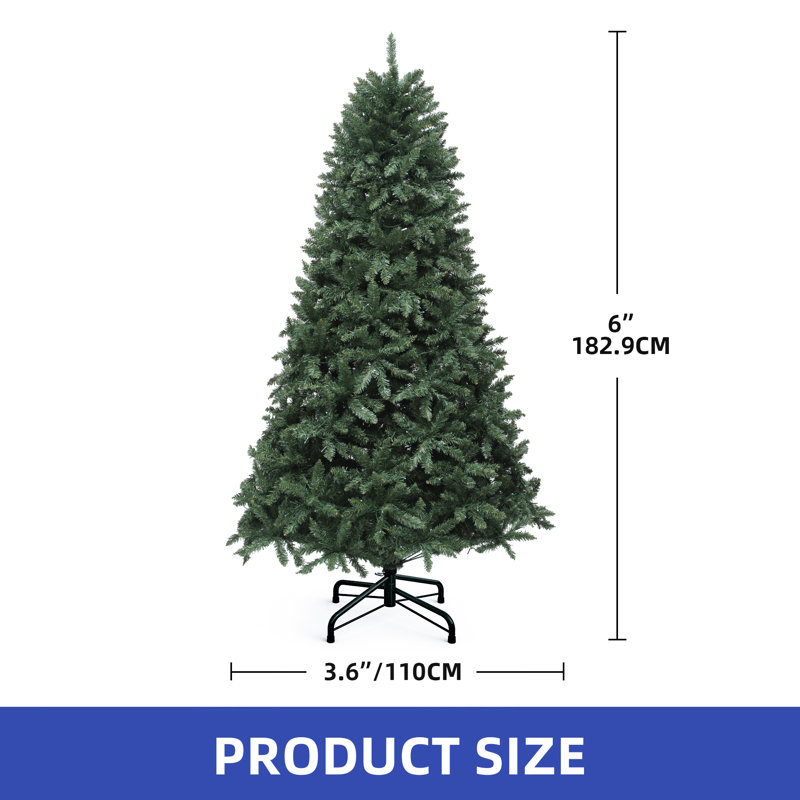 Arbre de Noël vert 6 pi avec éclairage réglable, H 6 pi