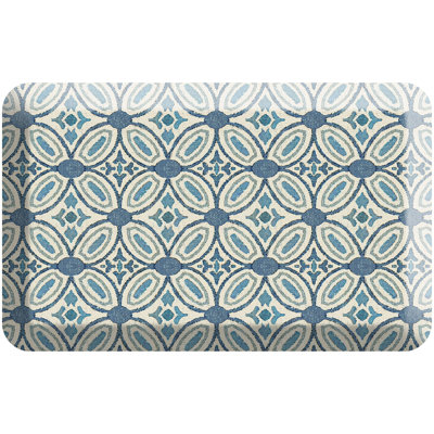 Designer Comfort Anti‑Fatigue Kitchen Comfort Mat – Atlas Medallion Blue