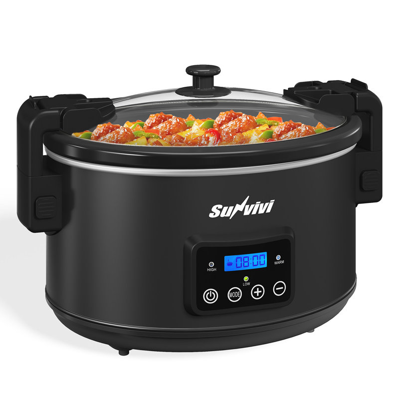 8.5 Quart Programmable Slow Cooker With Locking Lid, Black