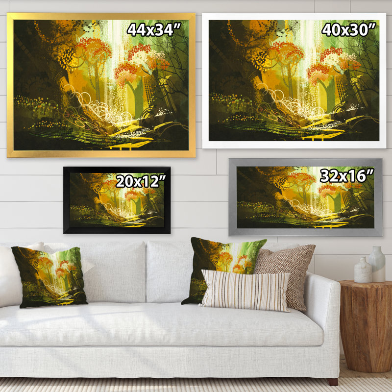 Jeu vidéo Mystic Abstract Landscape - Modern Wall Decor, Cadre photo noir, H 8 po x l 12 po x P 1 po