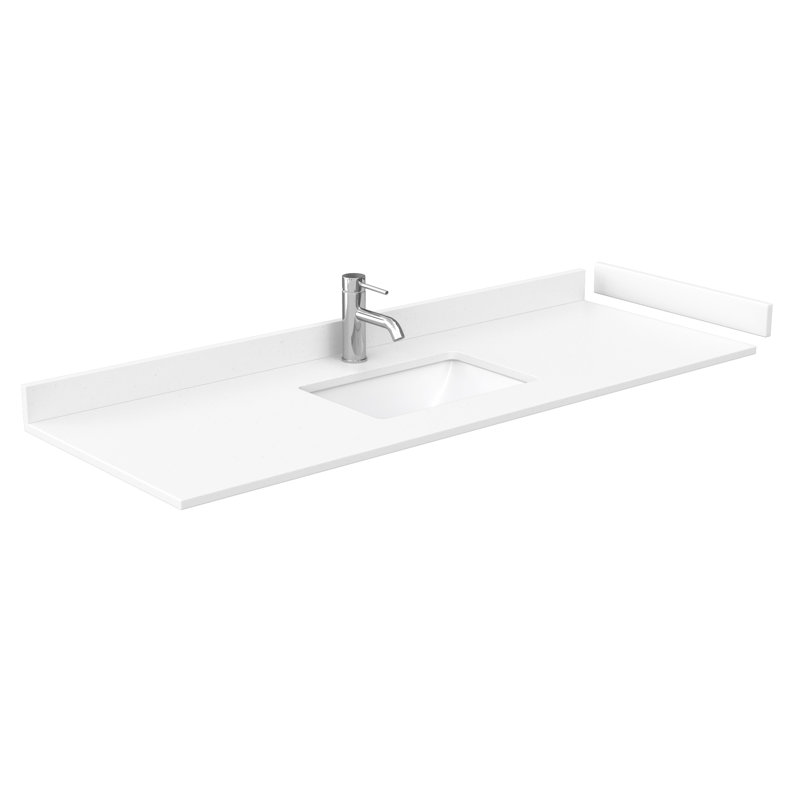 60" White Cultured Marble Single Bathroom Vanity Top with Undermount Sink