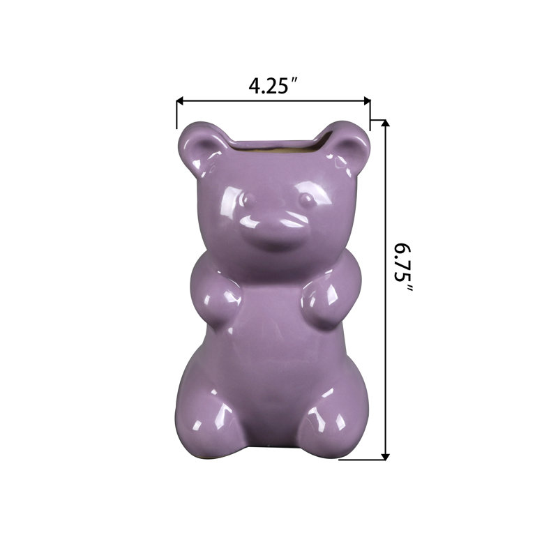 6.75"H YL Ceramic Gummy Bear Vase 4.25*3.25*6.75, Purple