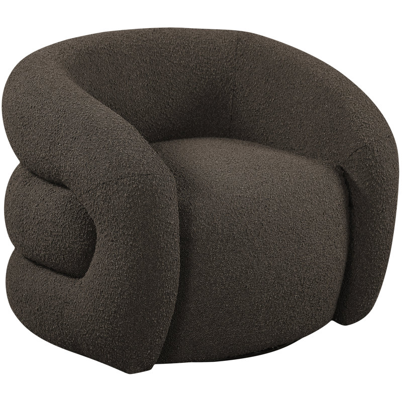 Roxbury Boucle Fabric Swivel Accent Chair, Brown Boucle Fabric