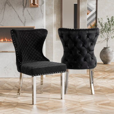 Monroe Diamond Pattern Upholstered Side Chairs With Gold Frame (Set Of 2)