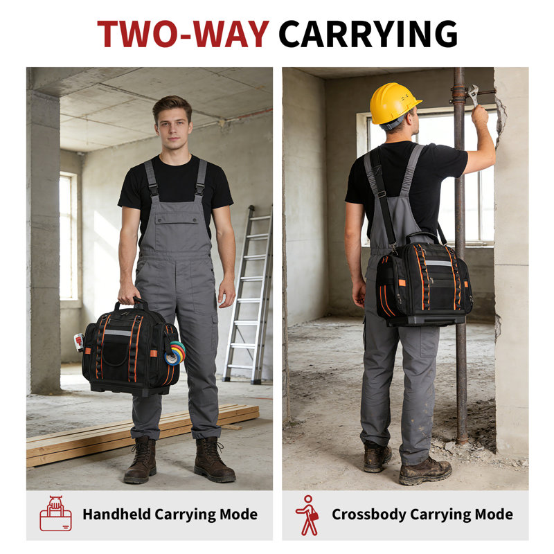 Heavy Duty Tool Bag for Electricians – 2-Layer Polyester Tote with Removable Cases