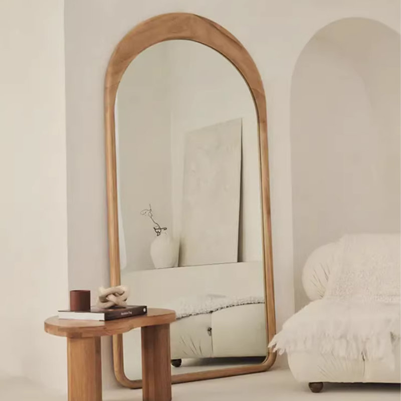 Miroirs demi-cercle en bois manufacturé, 70,87 po x 31,5 po, Brun orangé