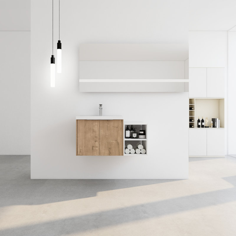 Lavabo de salle de bain mural 36 po, porte à fermeture douce, capacité de rangement suffisante de 36 po avec amplement