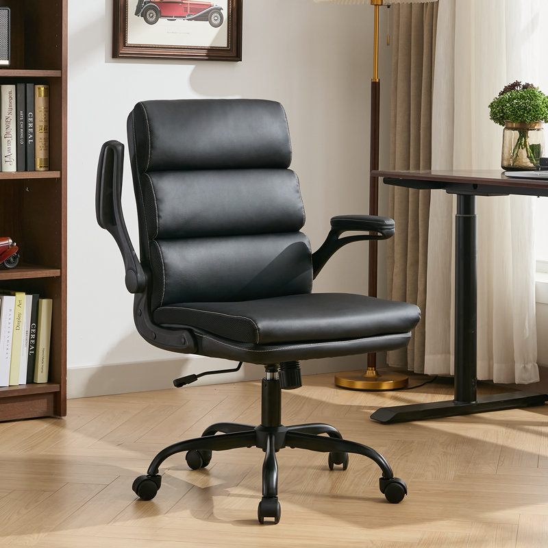 Chaise de travail pivotante à dossier moyen avec accoudoirs Murina, Noir