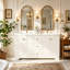 Meuble-lavabo de 152 cm avec lavabo, détails sculptés, 4 portes à fermeture amortie, 3 tiroirs et grand espace de rangement, blanc-49842700