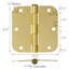 Charnière de porte en laiton satiné, 3,5 po, rayon 5/8 po, paquet de 9-98450059