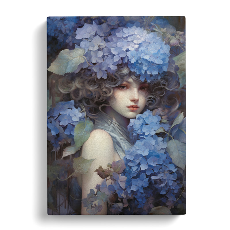 Hydrangea Tachisme - Print, 60cm H x 40cm W x 3cm D