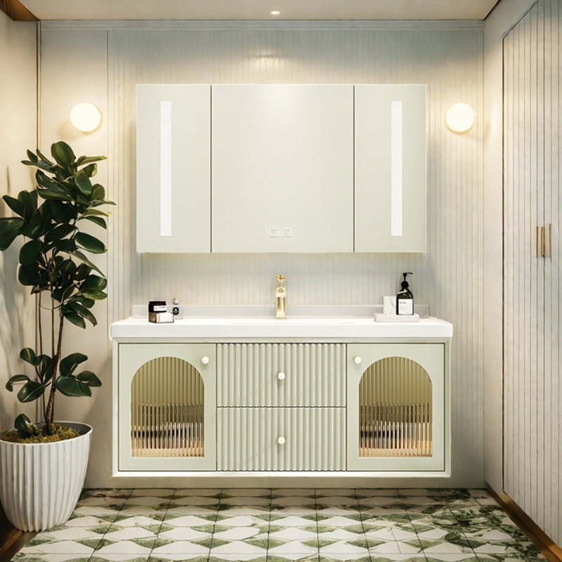 Armoire de salle de bain haut de gamme française de style crème