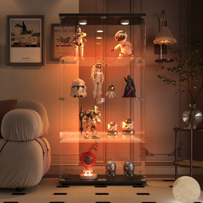 Vitrine en verre avec DEL, vitrines en verre avec 4 tablettes, vitrines