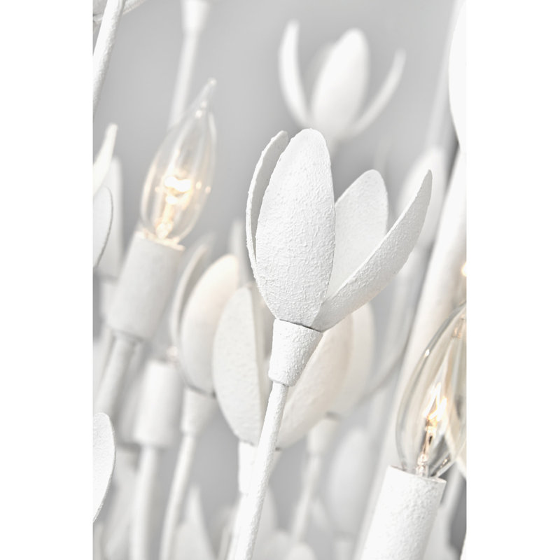 Flora White Textured Plaster Six-Light Handmade Chandelier