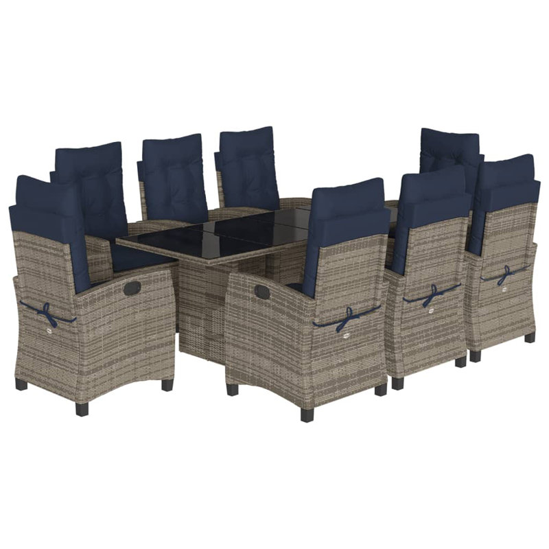 Ensemble de salle à manger de patio 9 pièces Vidaxl
