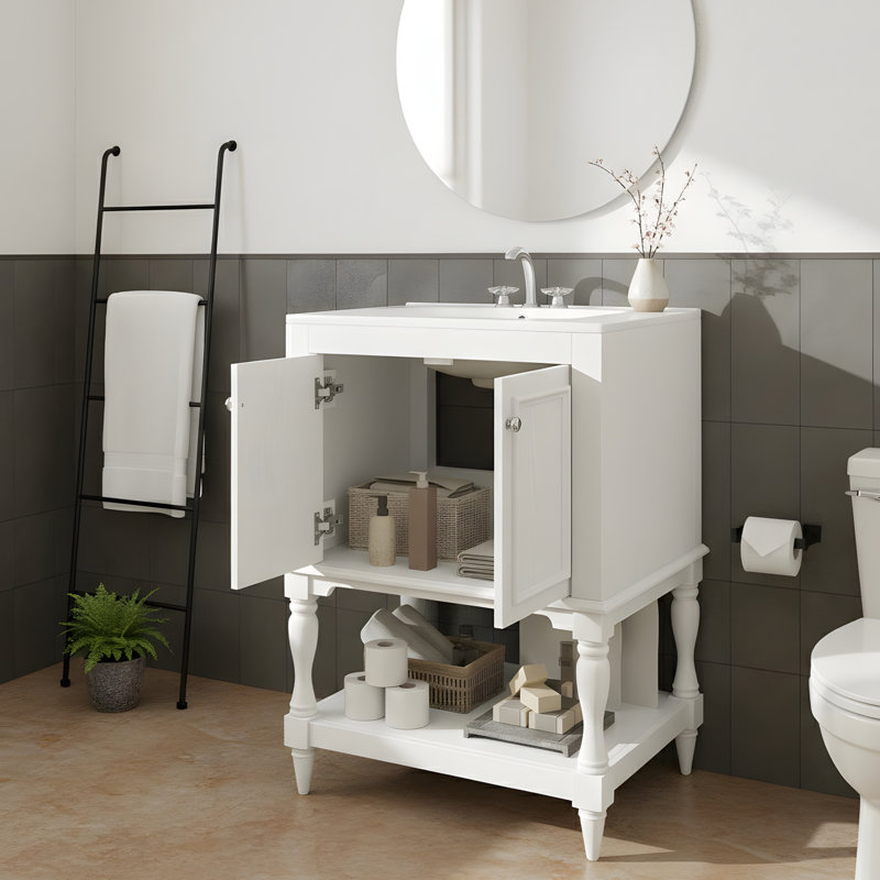 Meuble-lavabo moderne de luxe 24 po, Blanc
