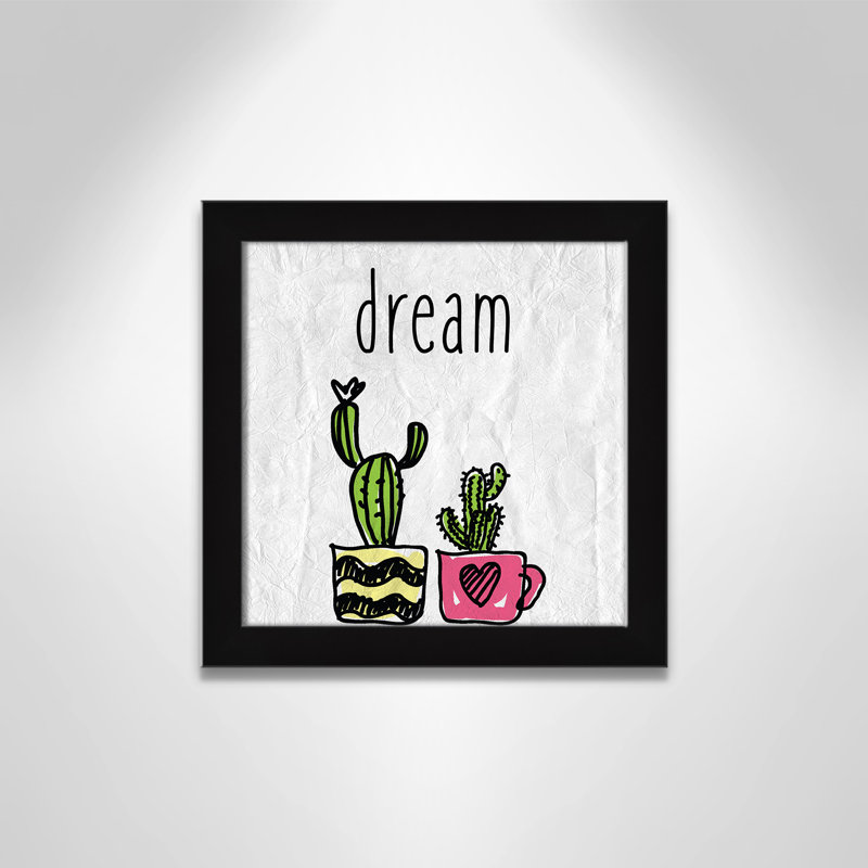 «Cacti A», art encadré, H 12 po x l 12 po x P 0,6 po, Encadré plat noir