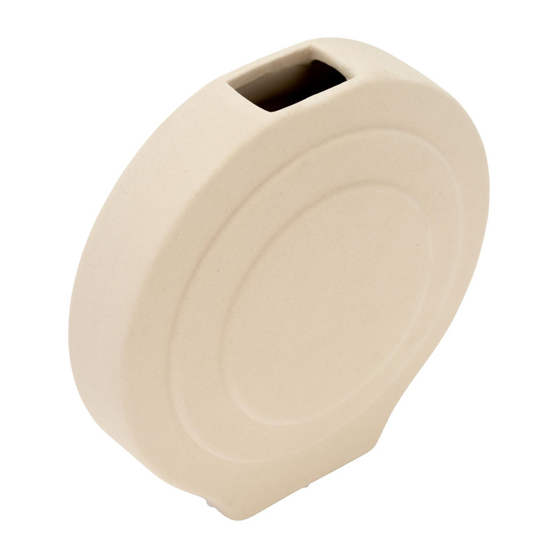 7" Dolomite Round Vase, Solid Color, Modern Touch to Any Room, Cotton