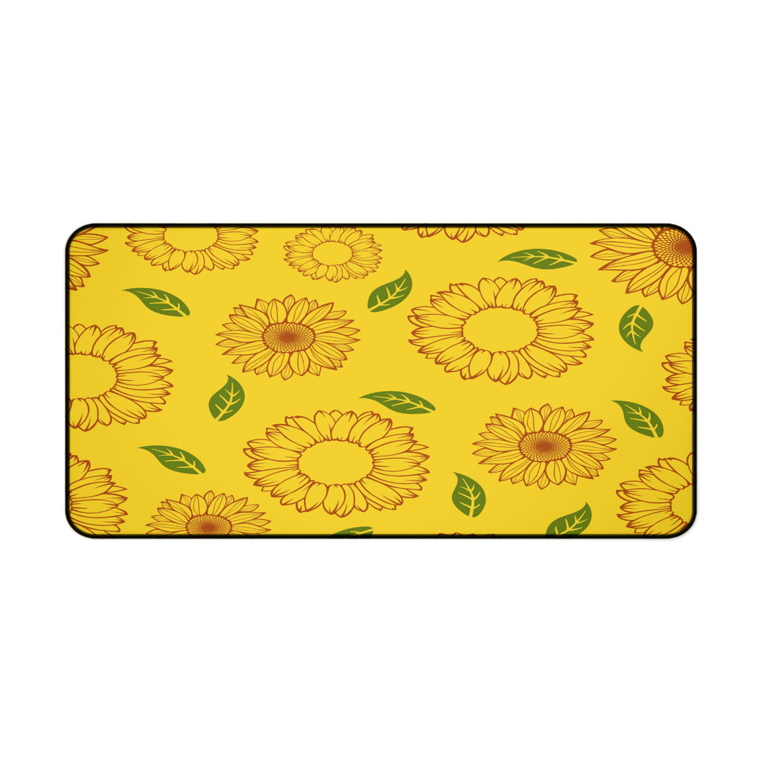 Sunflower Fields Desk Mat, Yellow Floral Desktop Mat, Botanical Office Decor, Nature Inspired Mouse Pad, Bright Summer Aesthetic