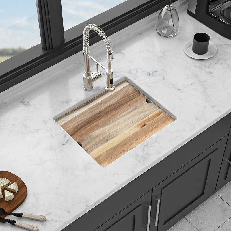 Quartz Kitchen Sink - 21X18" White Granite Composite Workstation Undermount Kitchen Sink