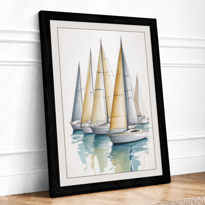 Three Sailing Vessels Coastal - Framed Print