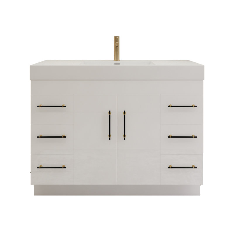 Ensemble de meuble-lavabo simple 48 po, Blanc lustré