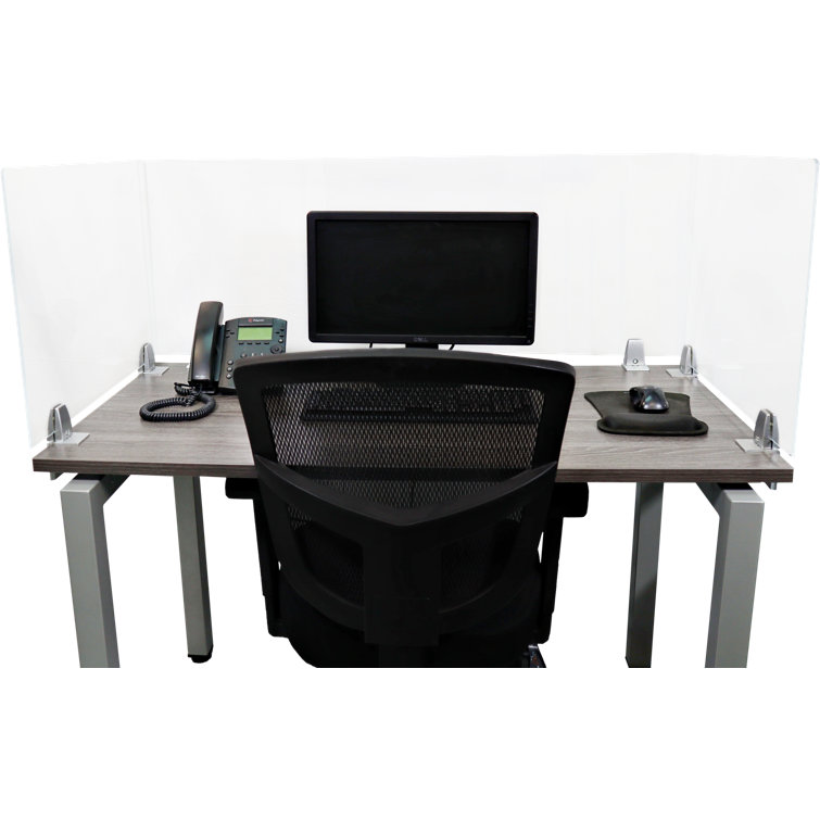 Obex Acrylic Desk Privacy Panel & Barrier for Office Cubicle Desk & Table  Mounted Modesty Panel, 12 X 24, Clear