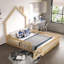 Lit plateforme double en bois avec garde-corps-114222880