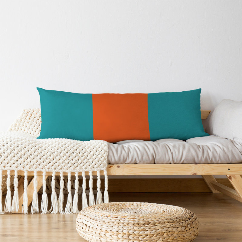 Oreiller de corps en polyester / polyester Arizona Football Stripes, Turquoise et orange, Football Miami