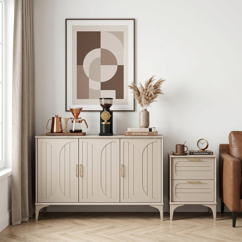 Harrington Bedside Table With Sideboard Storage Set , Natural