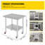 Table de préparation en acier inoxydable avec roulettes 24 x 30 avec roulettes