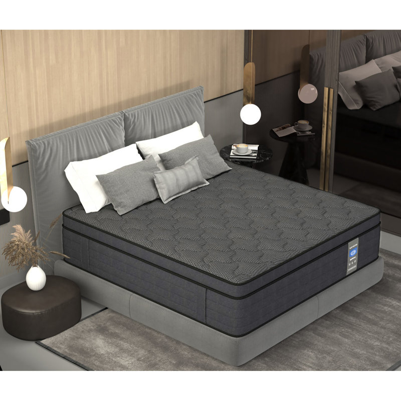 Matelas à ressorts ensachés hybride 12 po mi-ferme en mousse viscoélastique gélifiée, soulagement de la pression, isolement de mouvement, certifié CertiPUR-US