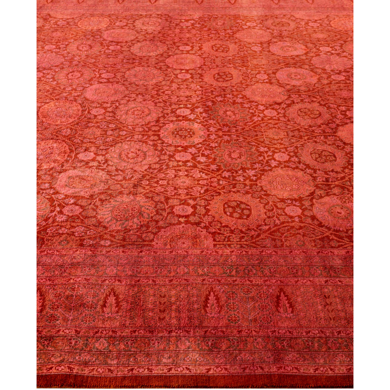 Overdyed Hand-Knotted Wool Modern-Contemporary Pink Area Rug 8' 1" x 10' 2"