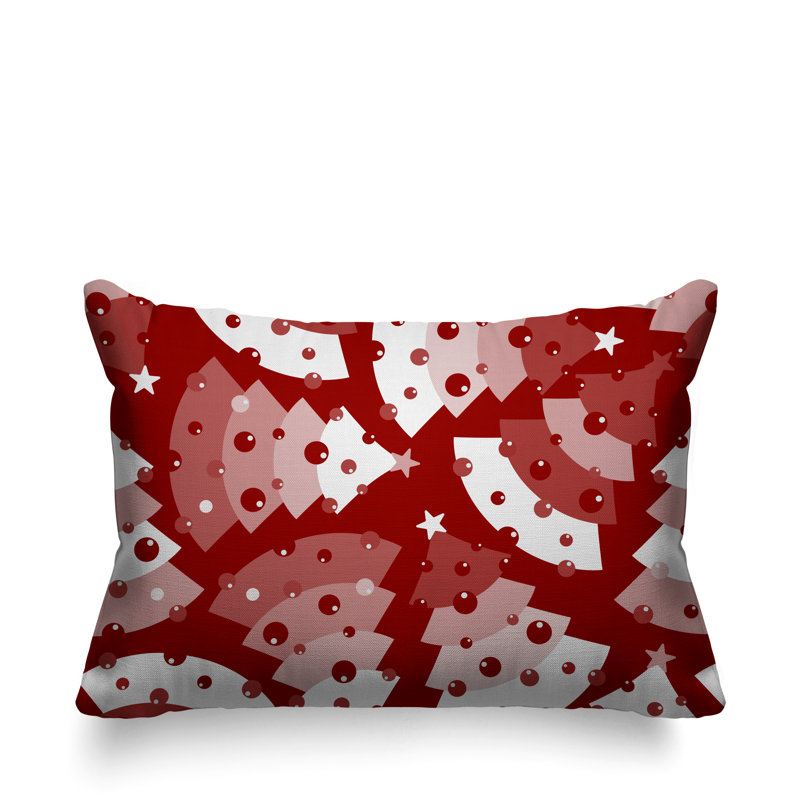 Coussin décoratif intérieur / extérieur Christmas Tree, Rouge, 14 po x 20 po, Rectangulaire