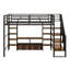 Maximiser l'espace Lit mezzanine en métal avec escalier intégré, table de rangement basse et tablettes
