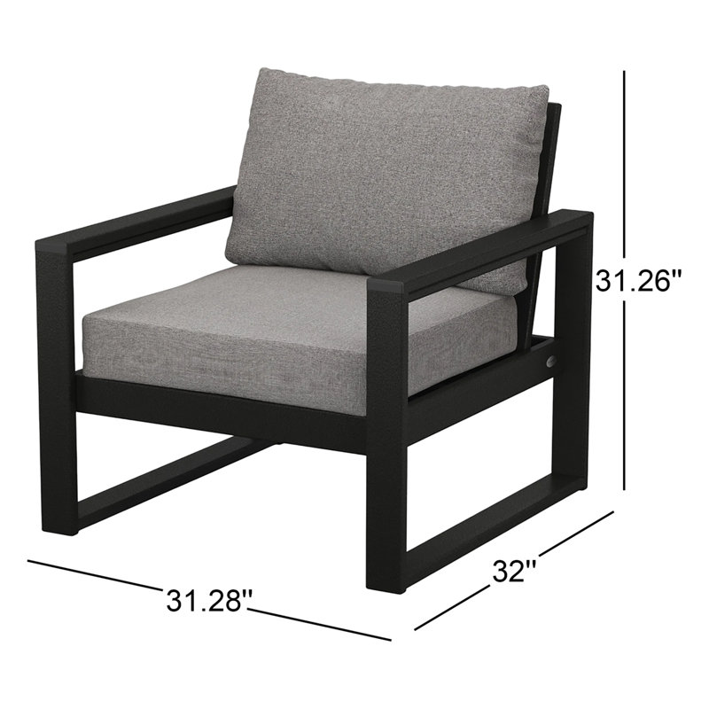 POLYWOOD® Edge Patio Lounge Chair, Granite/Black