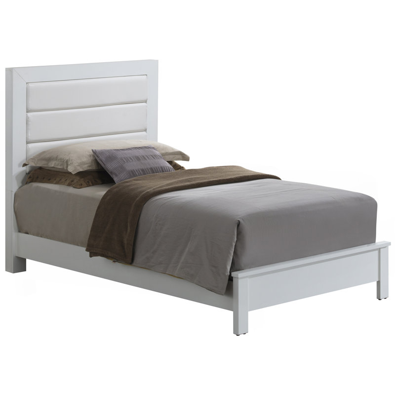 Lit simple contemporain en blanc élégant, Twin, White
